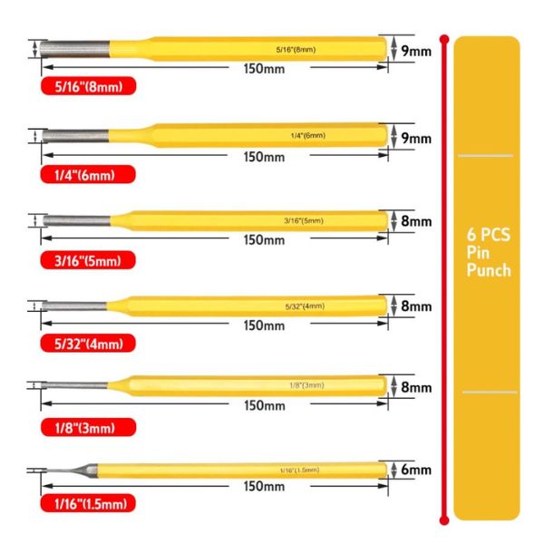 Set probijača i izbijača – 6 komada