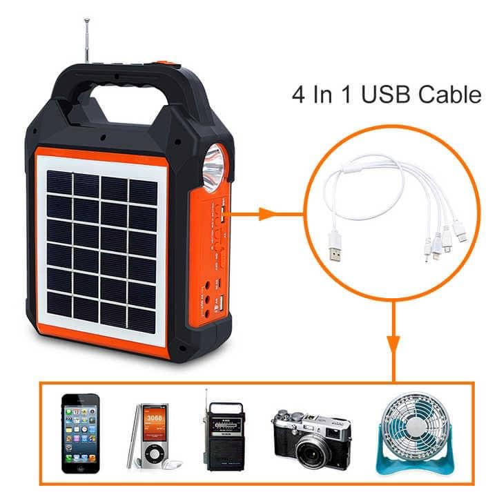 Solarni sistem sa akumulatorom 3 sijalice Fm radio, Bluetooth